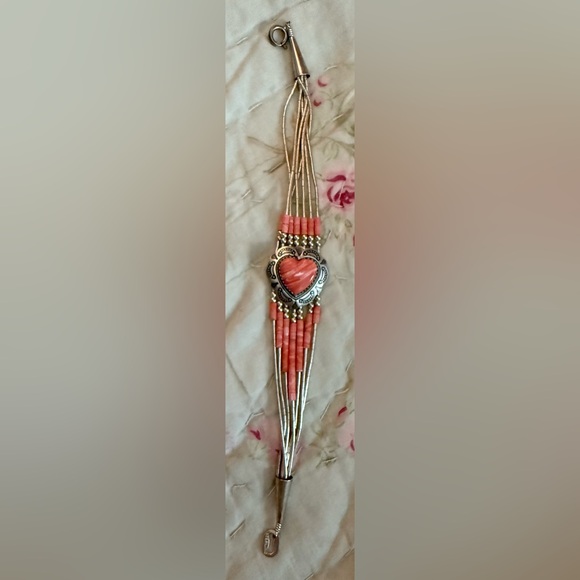 Southwestern Sterling Silver Stabilized Rhodochrosite Liquid Silver Bracelet
